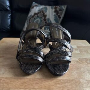 Andrew Geller Metallic Strappy Sandals